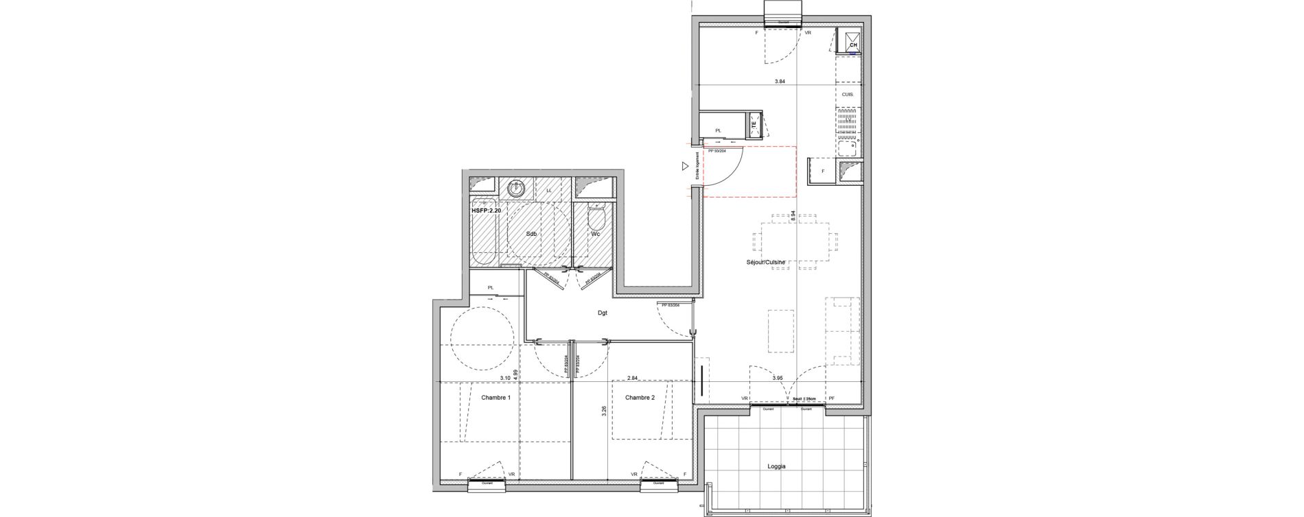 Appartement T3 de 67,26 m2 &agrave; Rillieux-La-Pape Cr&eacute;pieux