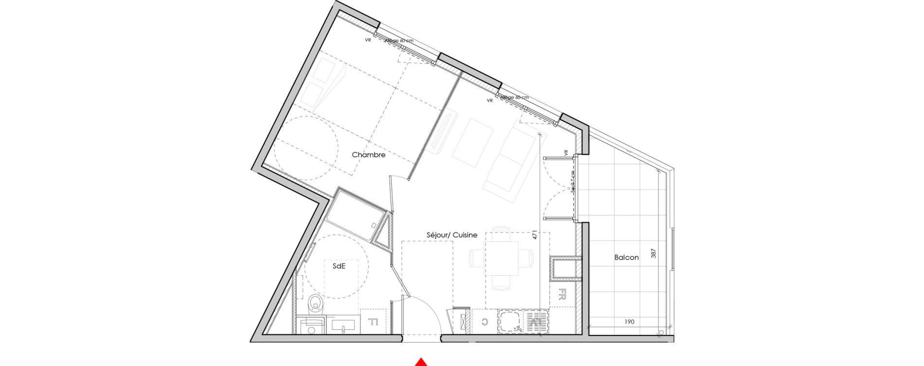 Appartement T2 de 38,44 m2 &agrave; Rillieux-La-Pape Perica-la roue - village