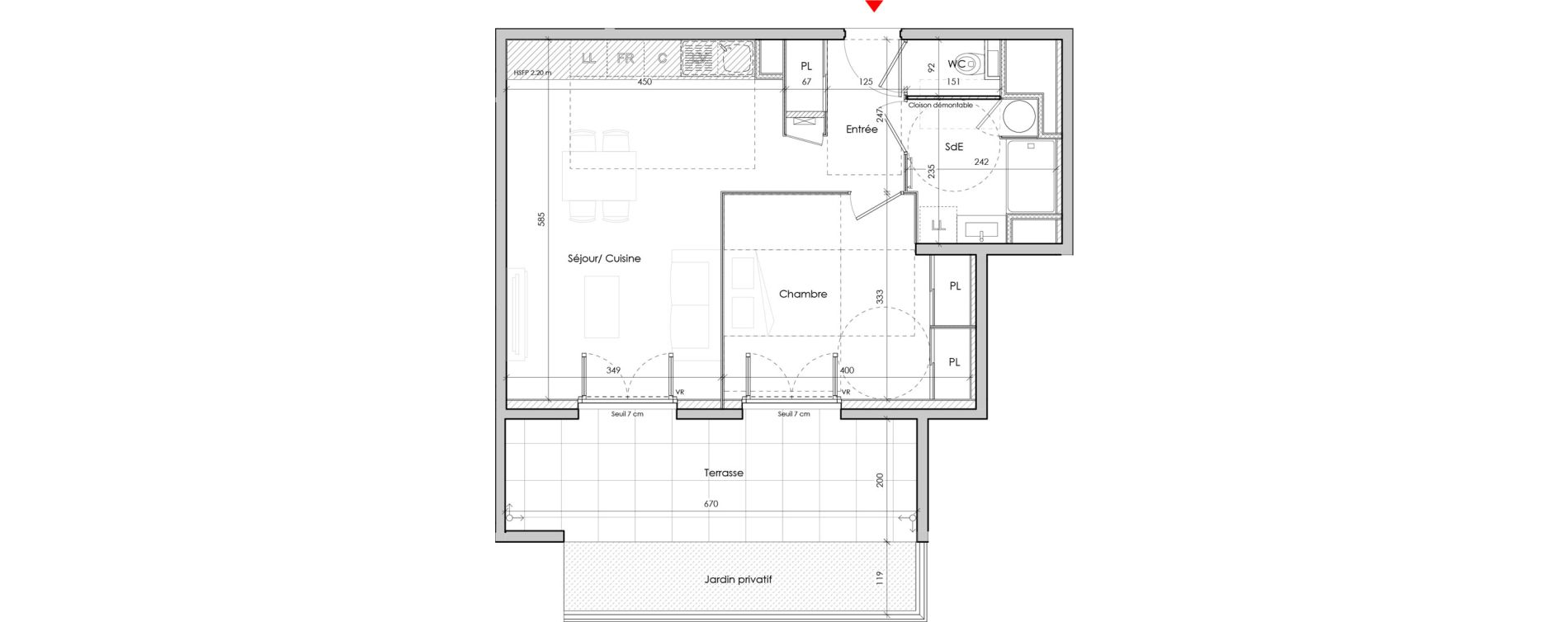 Appartement T2 de 45,70 m2 &agrave; Rillieux-La-Pape Perica-la roue - village