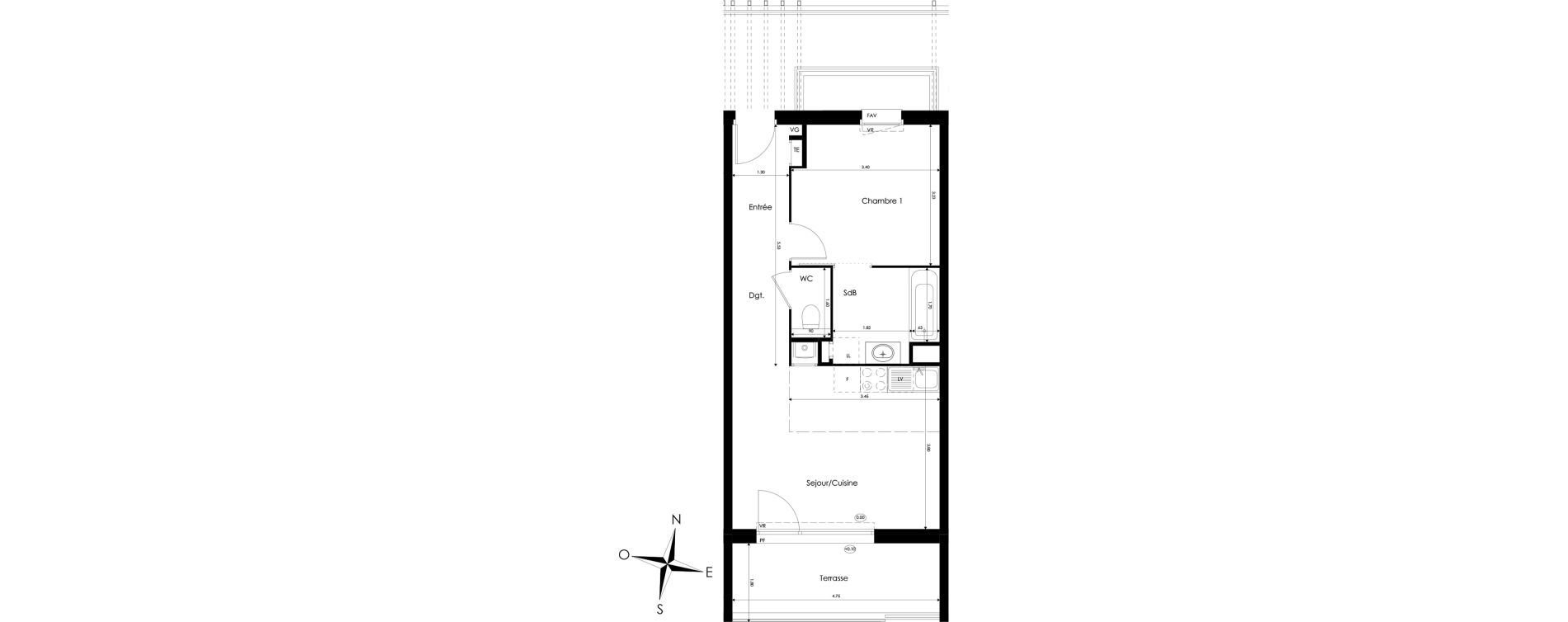 Appartement T2 de 42,44 m2 &agrave; Rillieux-La-Pape Perica-la roue - village