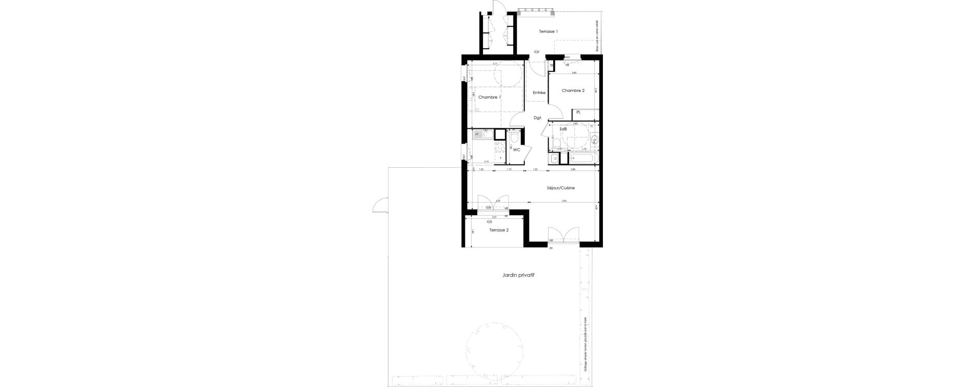 Appartement T3 de 66,50 m2 &agrave; Rillieux-La-Pape Perica-la roue - village