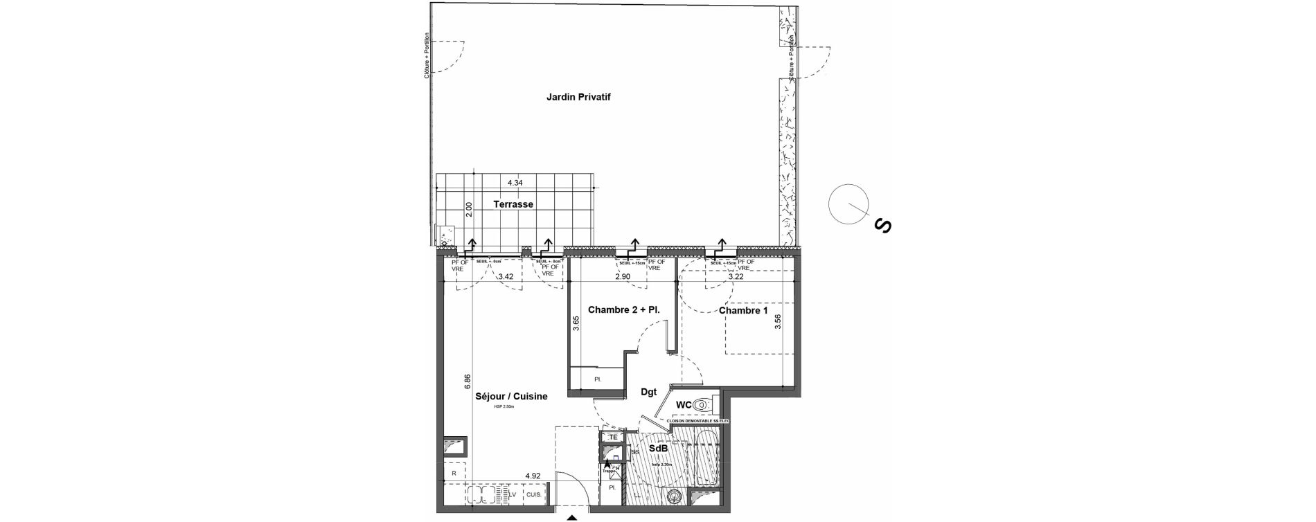 Appartement T3 de 57,00 m2 &agrave; Rillieux-La-Pape Cr&eacute;pieux