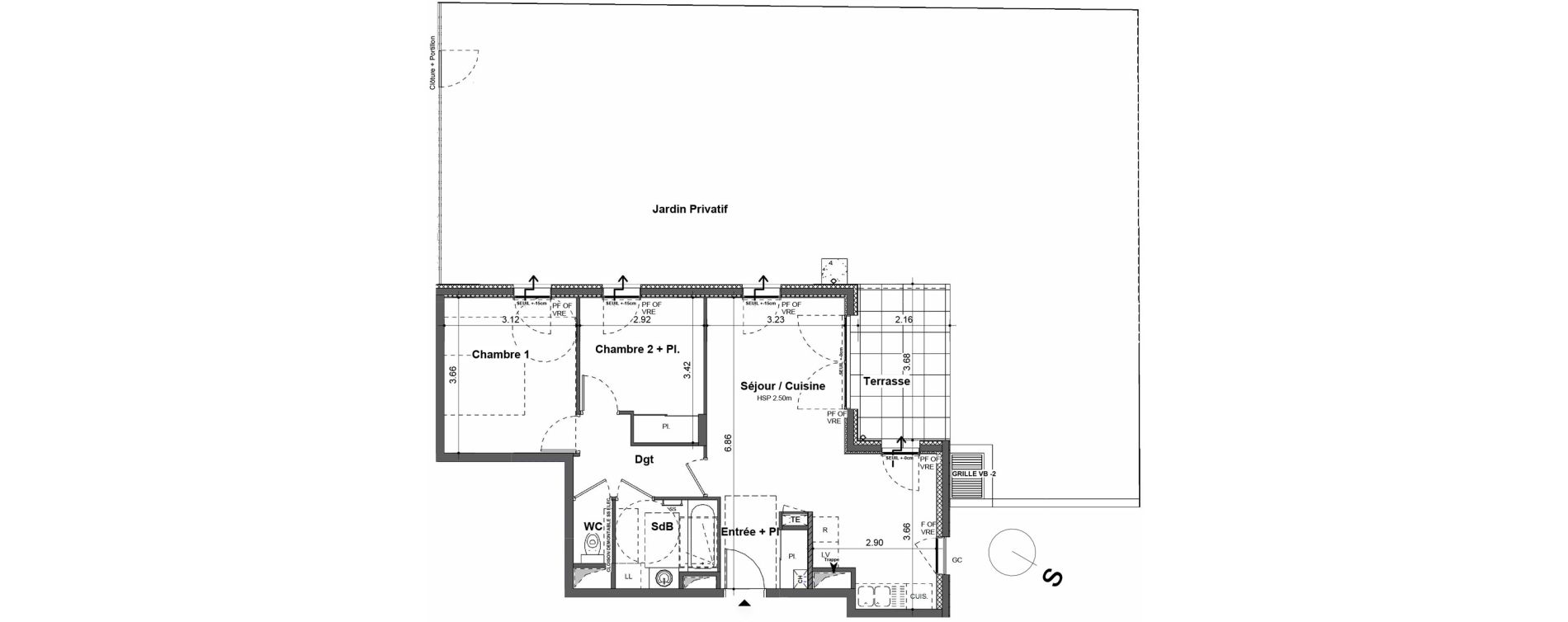 Appartement T3 de 60,00 m2 &agrave; Rillieux-La-Pape Cr&eacute;pieux