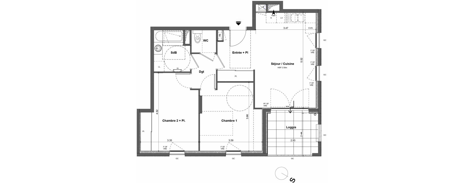 Appartement T3 de 62,00 m2 &agrave; Rillieux-La-Pape Cr&eacute;pieux