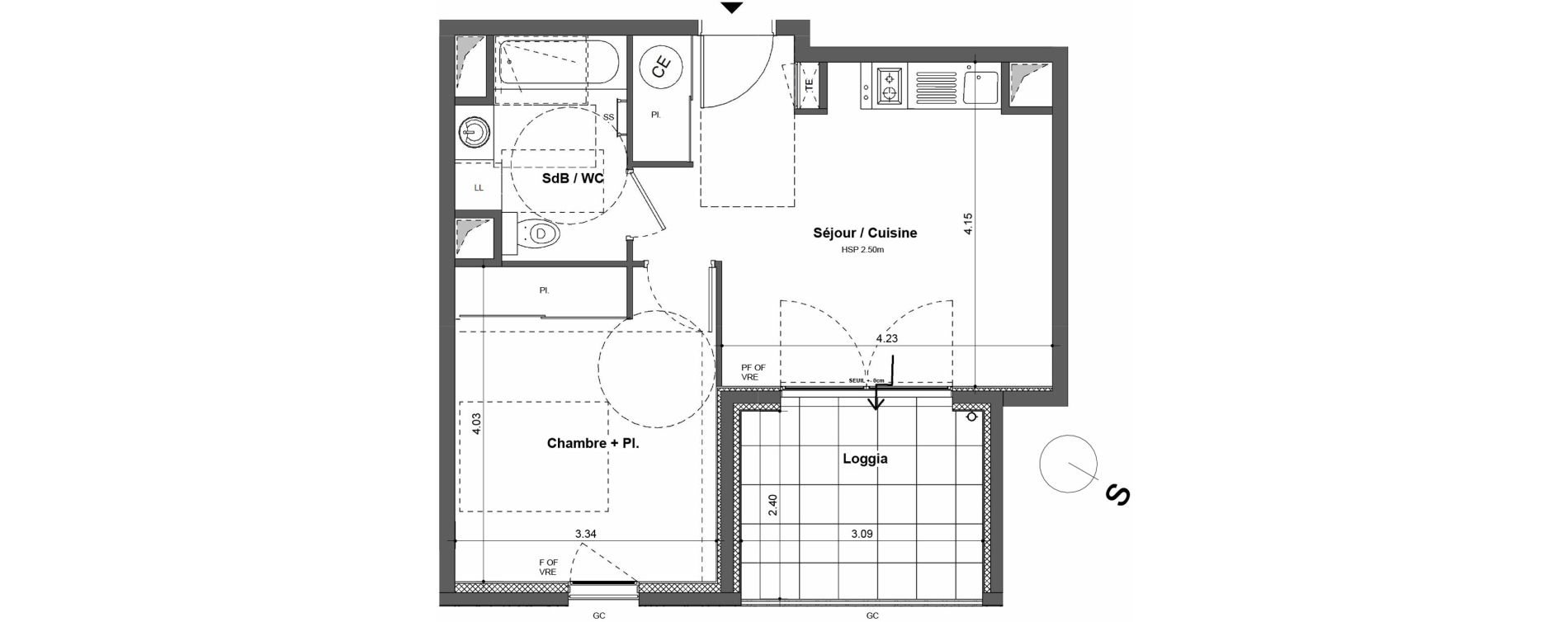 Appartement T2 de 39,00 m2 &agrave; Rillieux-La-Pape Cr&eacute;pieux