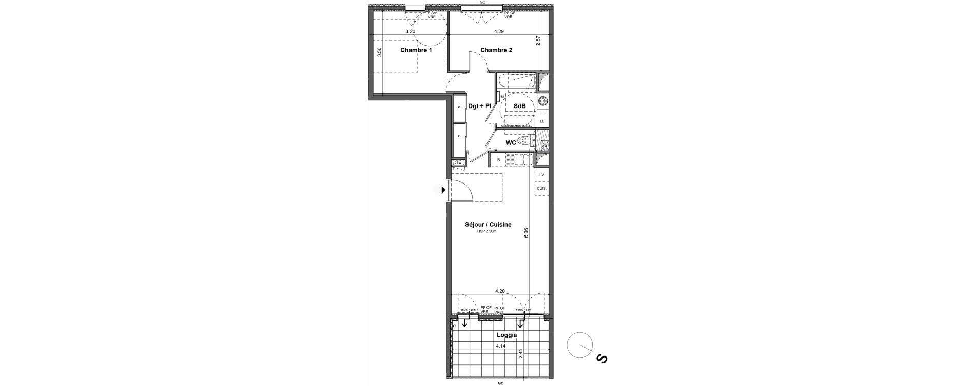 Appartement T3 de 64,00 m2 &agrave; Rillieux-La-Pape Cr&eacute;pieux