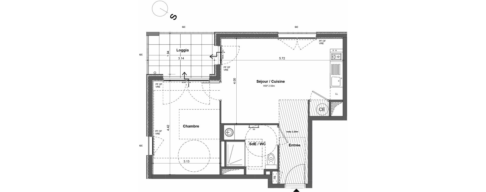 Appartement T2 de 45,00 m2 &agrave; Rillieux-La-Pape Cr&eacute;pieux