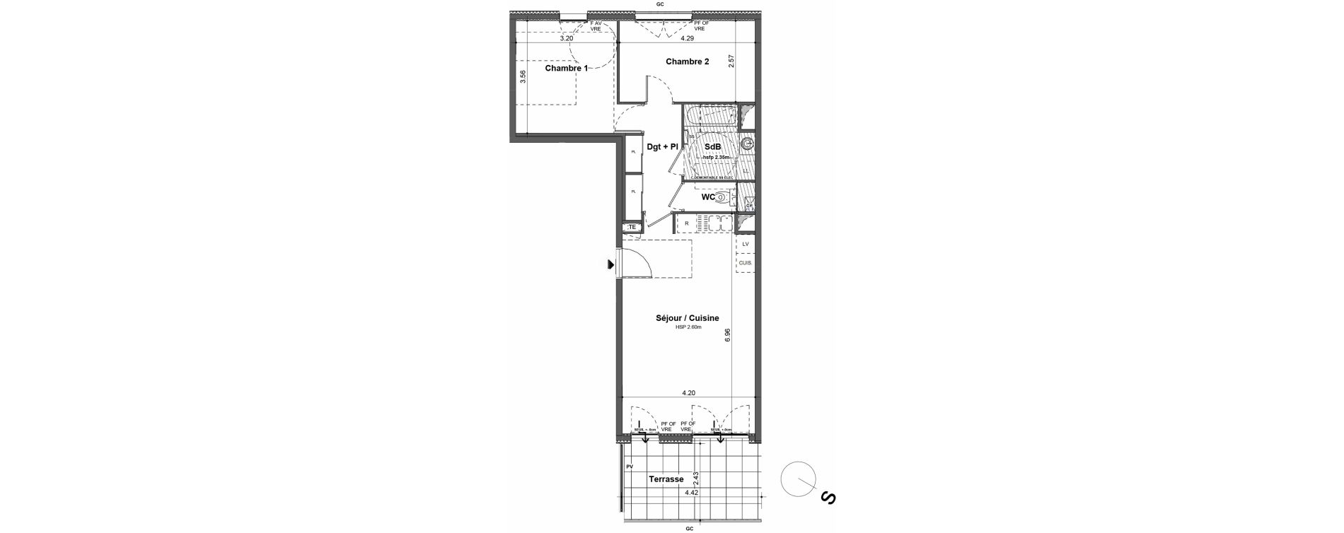 Appartement T3 de 64,00 m2 &agrave; Rillieux-La-Pape Cr&eacute;pieux