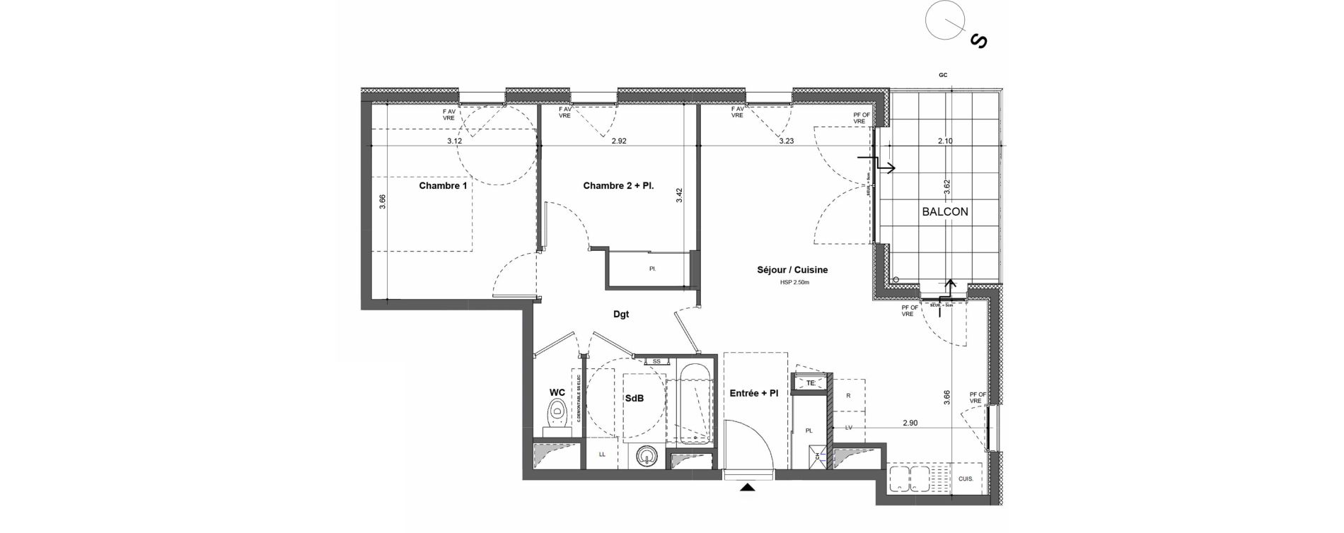 Appartement T3 de 60,00 m2 &agrave; Rillieux-La-Pape Cr&eacute;pieux