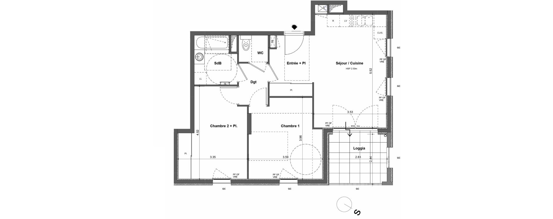 Appartement T3 de 62,00 m2 &agrave; Rillieux-La-Pape Cr&eacute;pieux