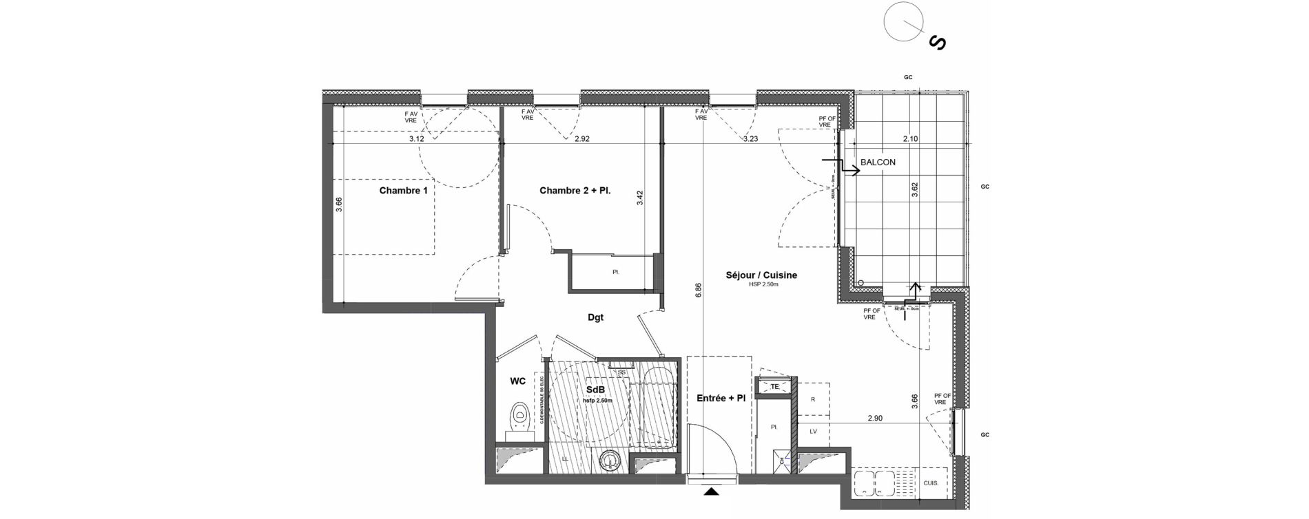 Appartement T3 de 60,00 m2 &agrave; Rillieux-La-Pape Cr&eacute;pieux