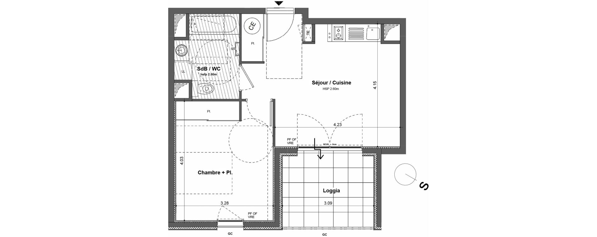 Appartement T2 de 39,00 m2 &agrave; Rillieux-La-Pape Cr&eacute;pieux