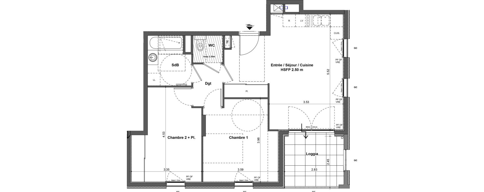 Appartement T3 de 61,06 m2 &agrave; Rillieux-La-Pape Cr&eacute;pieux