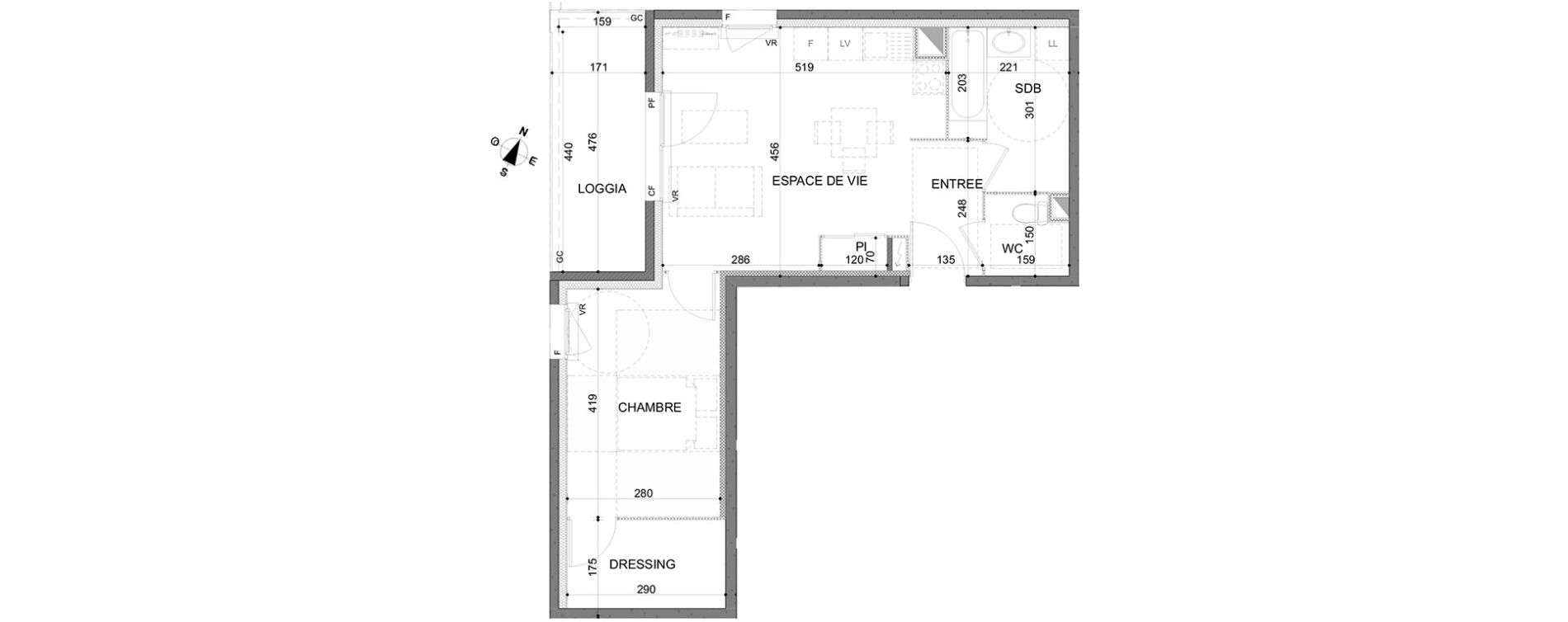 Appartement T2 de 48,88 m2 &agrave; Rillieux-La-Pape Centre