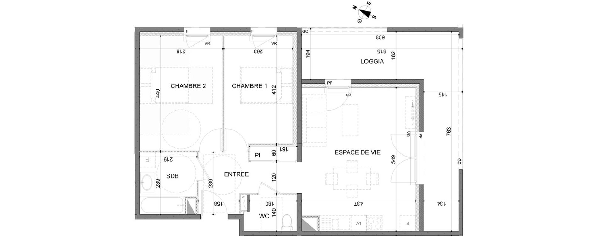 Appartement T3 de 63,85 m2 &agrave; Rillieux-La-Pape Centre