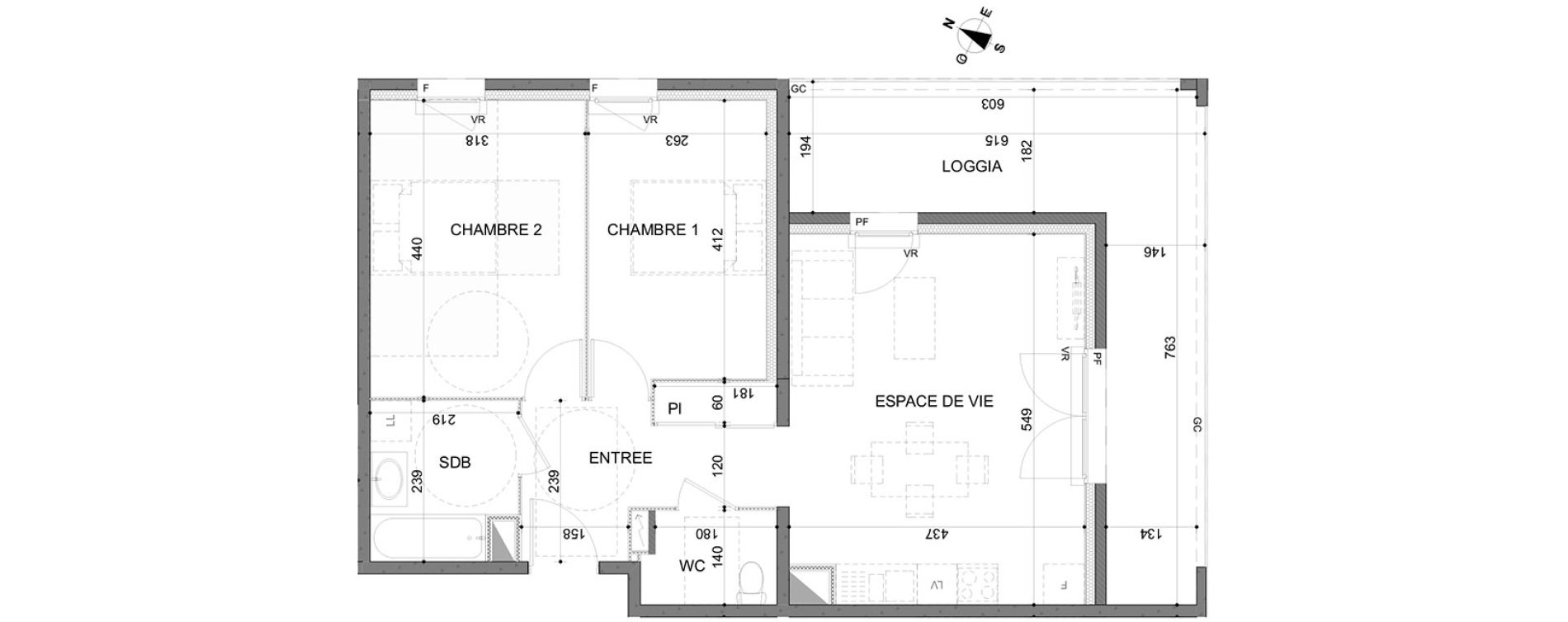 Appartement T3 de 63,85 m2 &agrave; Rillieux-La-Pape Centre