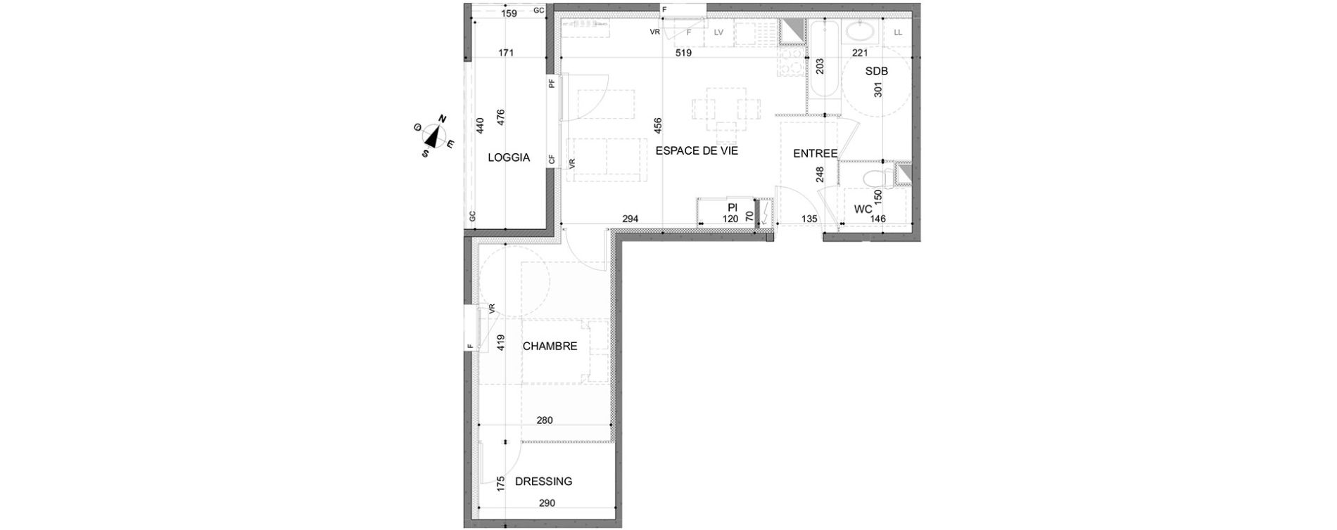 Appartement T2 de 48,88 m2 &agrave; Rillieux-La-Pape Centre