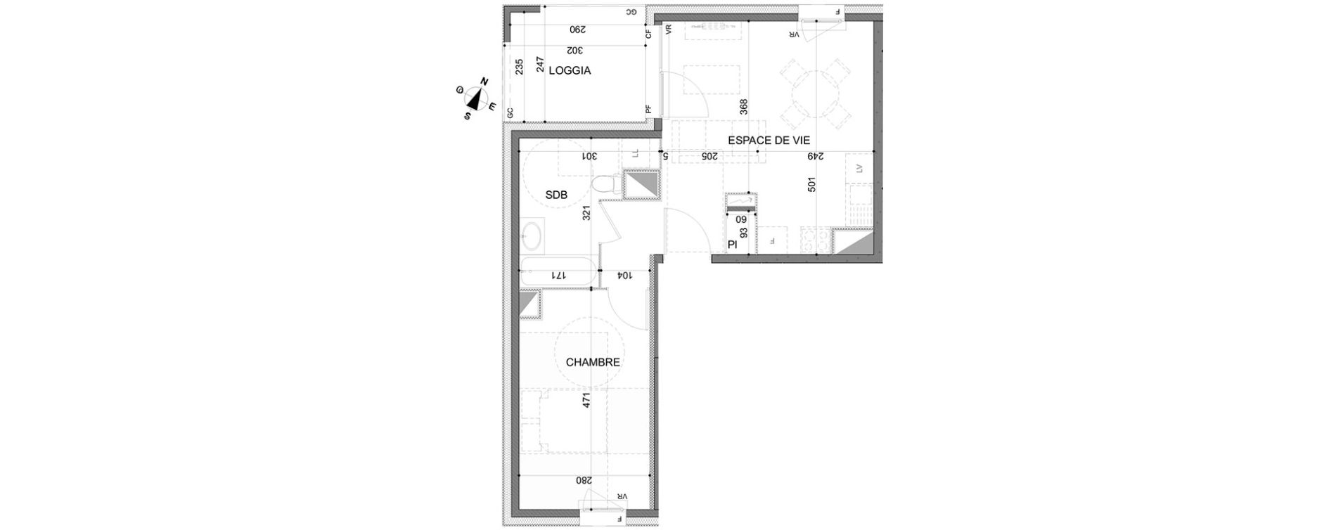 Appartement T2 de 43,56 m2 &agrave; Rillieux-La-Pape Centre