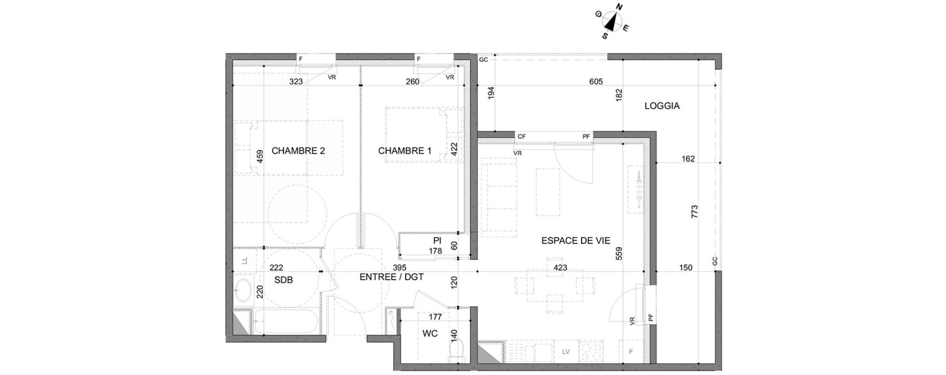 Appartement T3 de 63,64 m2 &agrave; Rillieux-La-Pape Centre