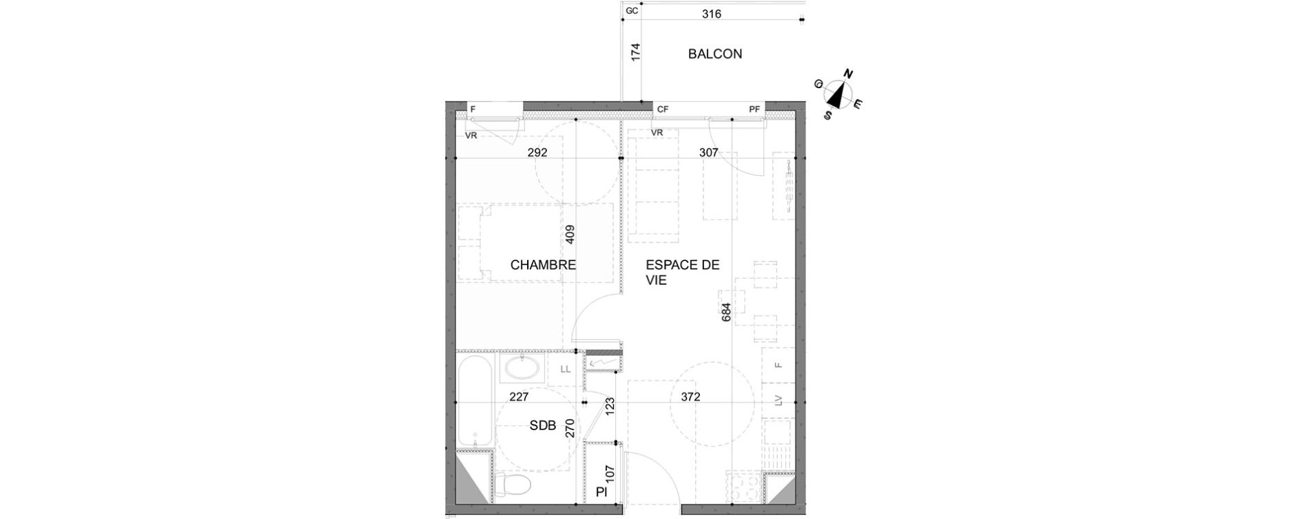 Appartement T2 de 39,45 m2 &agrave; Rillieux-La-Pape Centre