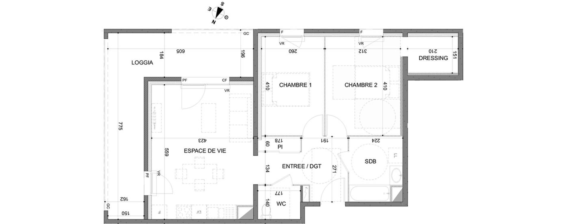 Appartement T3 de 66,46 m2 &agrave; Rillieux-La-Pape Centre
