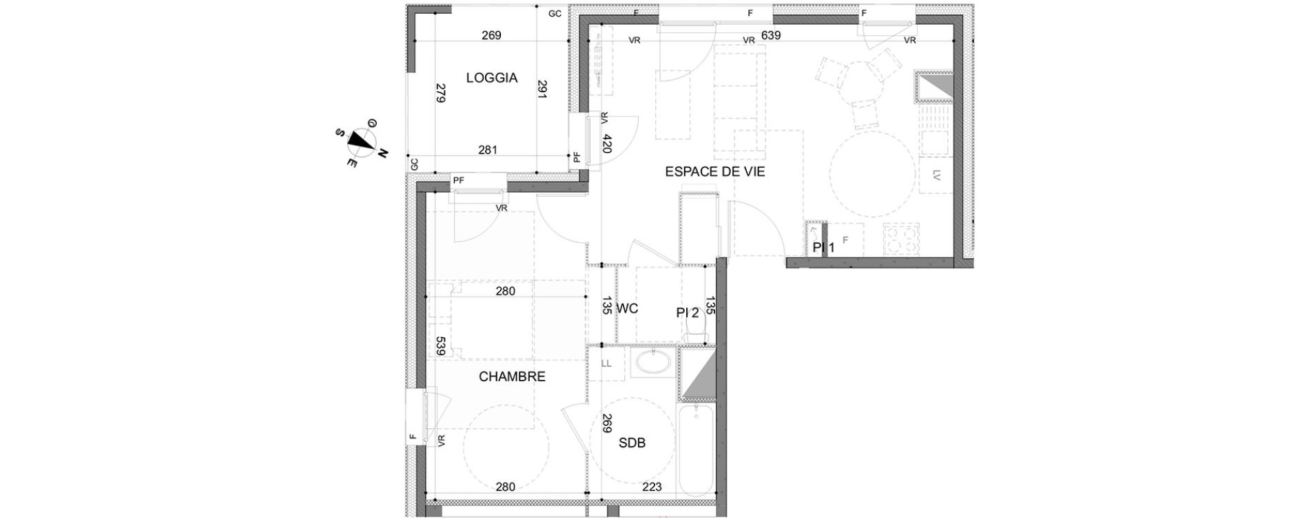 Appartement T2 de 48,97 m2 &agrave; Rillieux-La-Pape Centre
