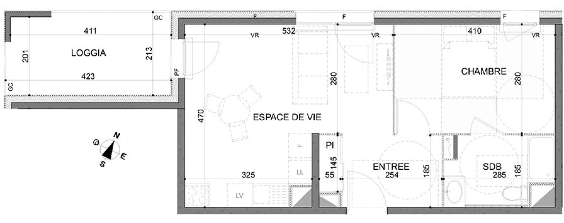 Appartement T2 de 42,17 m2 &agrave; Rillieux-La-Pape Centre