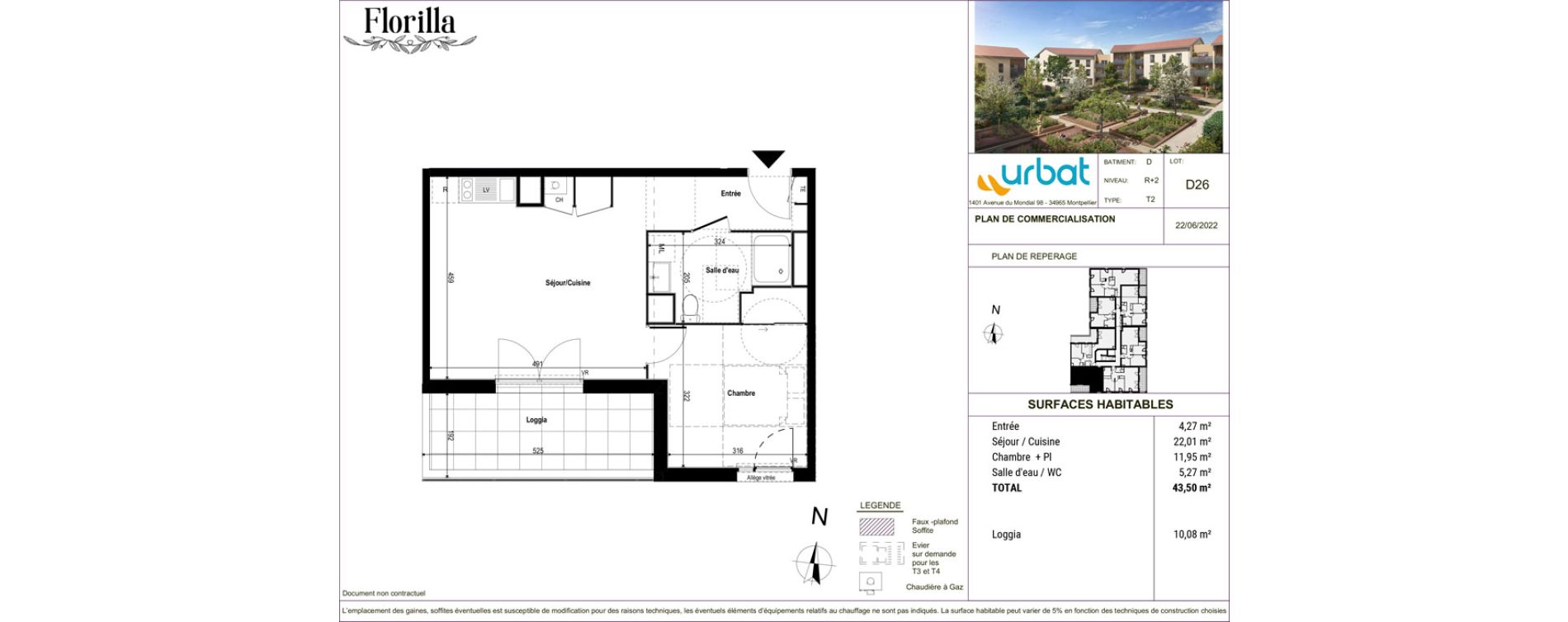 Appartement T2 de 43,50 m2 &agrave; Rillieux-La-Pape Vancia