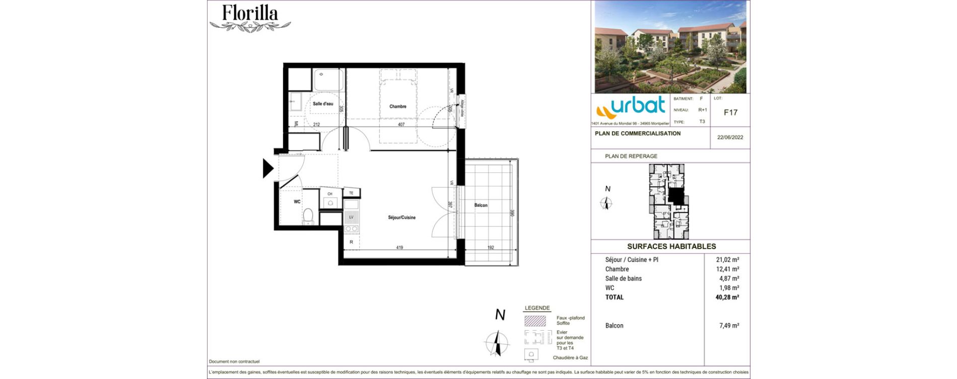 Appartement T2 de 40,28 m2 &agrave; Rillieux-La-Pape Vancia