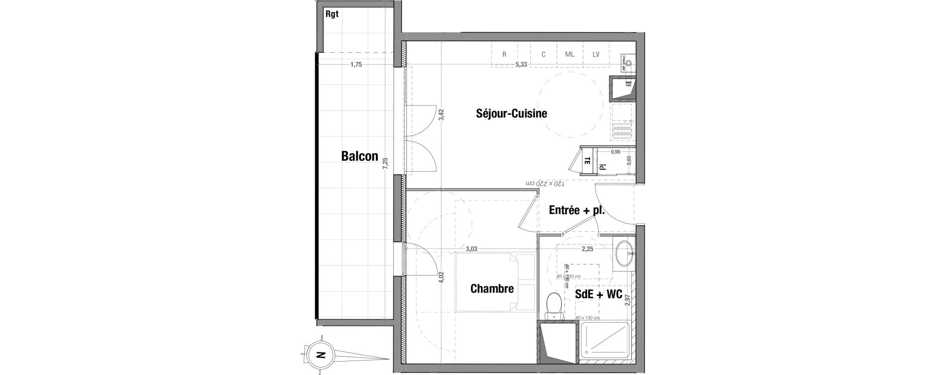 Appartement T2 de 42,36 m2 &agrave; Rillieux-La-Pape Vancia