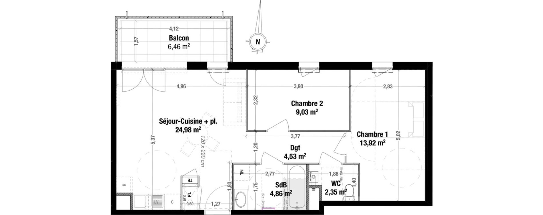 Appartement T3 de 59,67 m2 &agrave; Rillieux-La-Pape Vancia