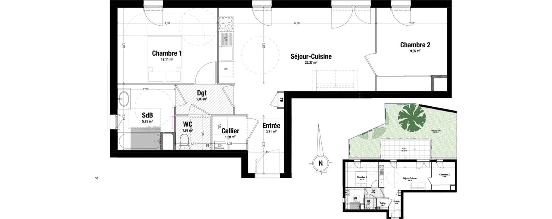 Appartement T2 de 39,01 m2 &agrave; Rillieux-La-Pape Vancia