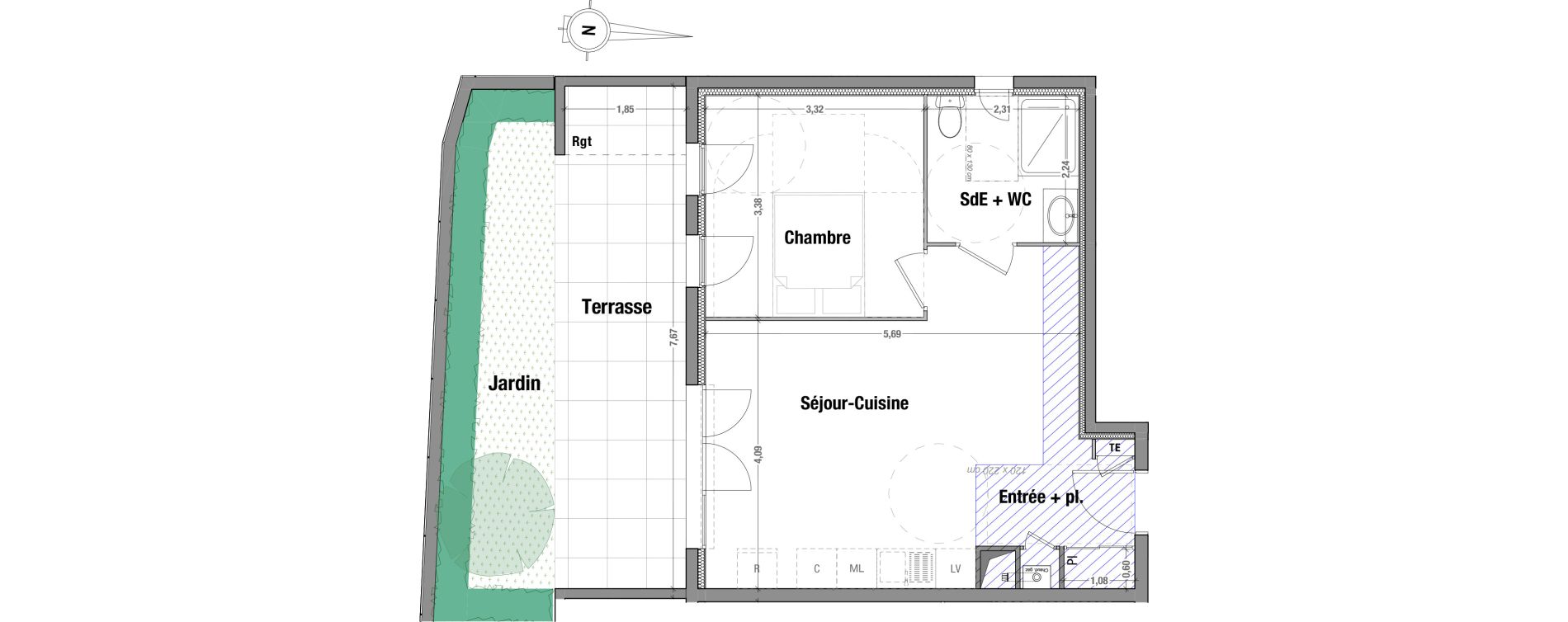 Appartement T2 de 43,77 m2 &agrave; Rillieux-La-Pape Vancia