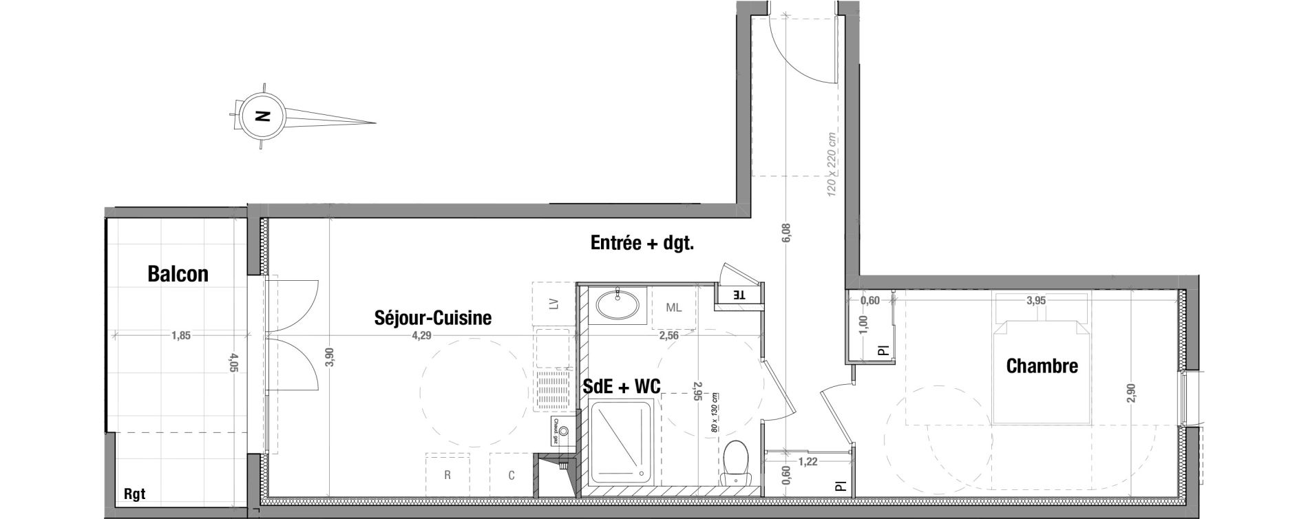 Appartement T2 de 47,74 m2 &agrave; Rillieux-La-Pape Vancia