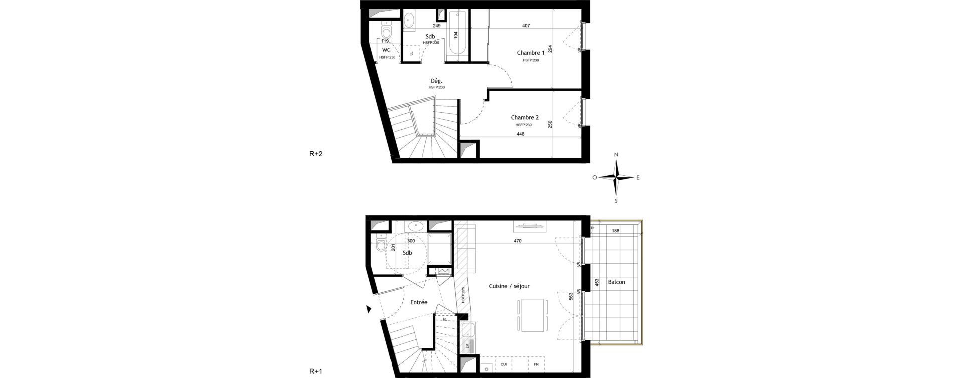 Duplex T3 de 69,80 m2 &agrave; Rillieux-La-Pape Vancia