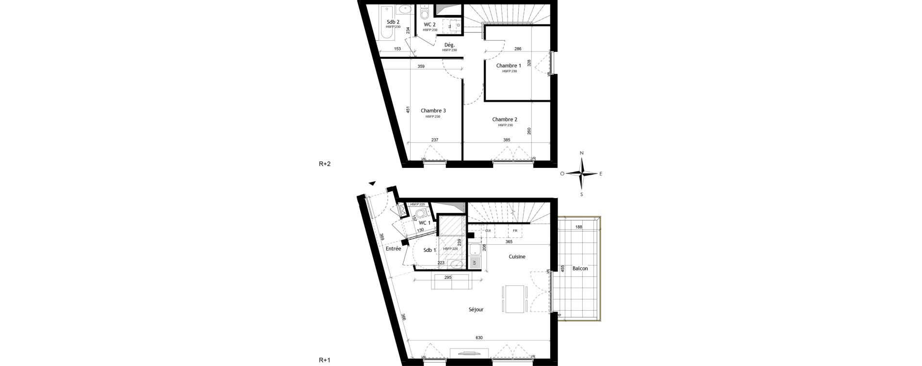 Duplex T4 de 88,60 m2 &agrave; Rillieux-La-Pape Vancia