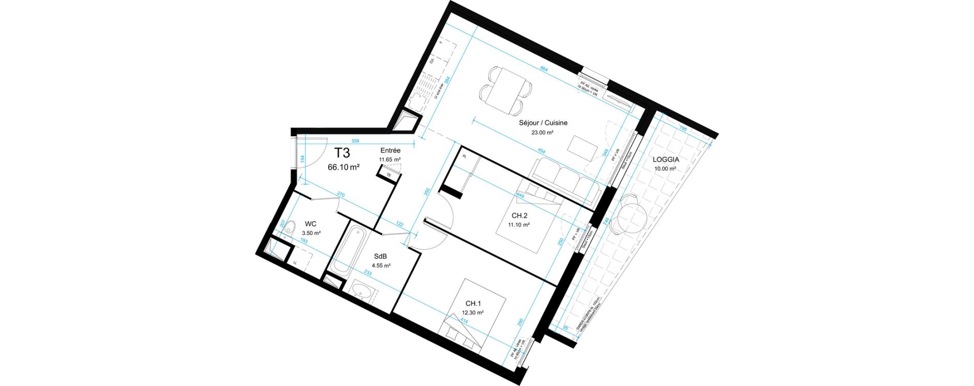 Appartement T3 de 66,10 m2 &agrave; Rillieux-La-Pape Semailles