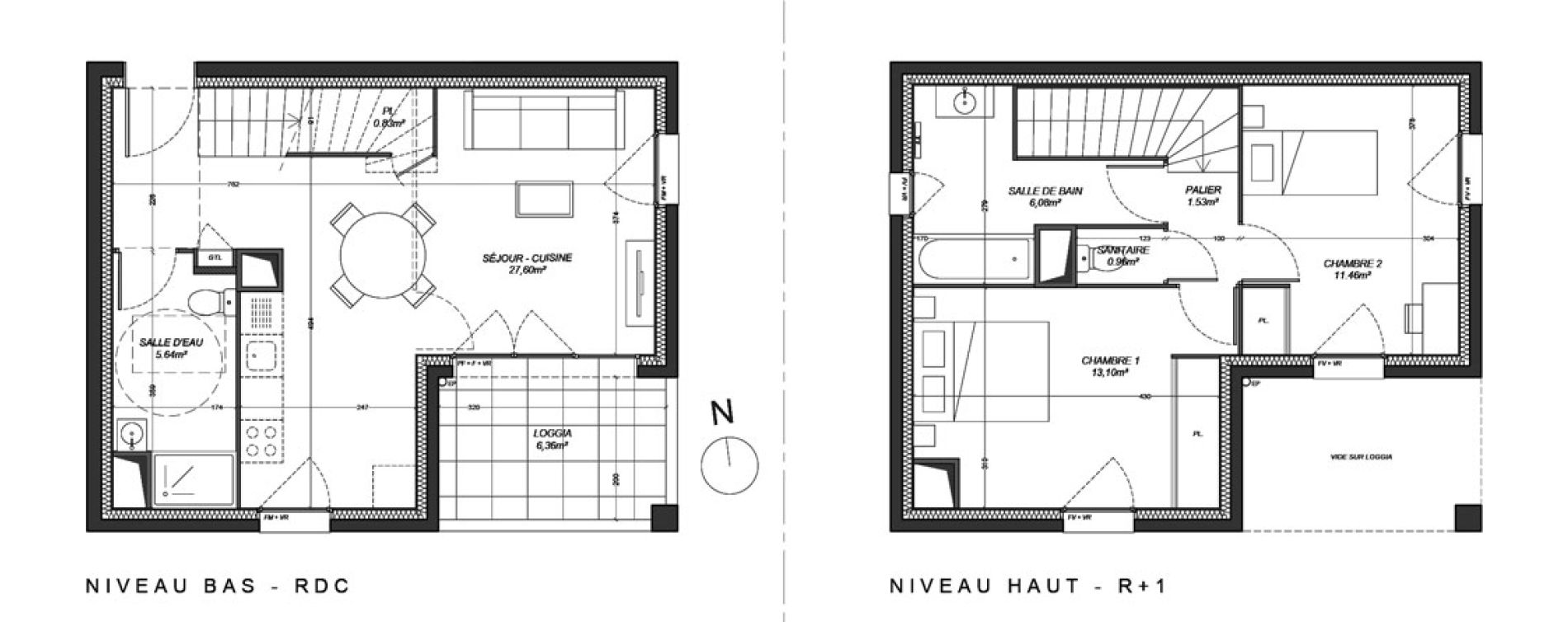 Duplex T3 de 67,20 m2 &agrave; Rillieux-La-Pape Centre