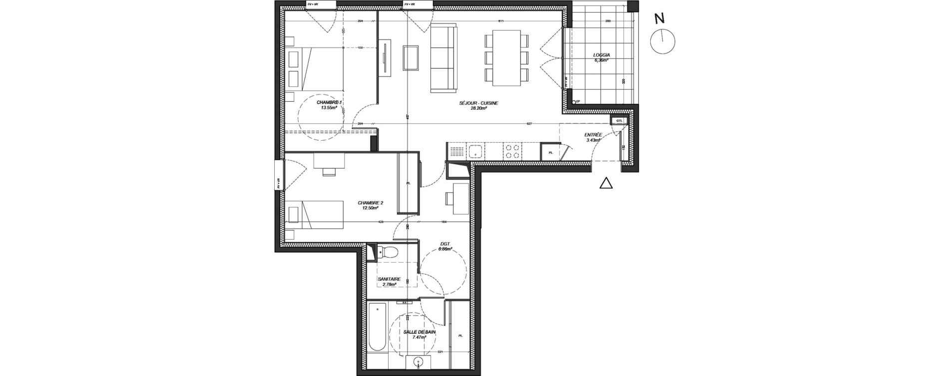 Appartement T3 de 74,79 m2 &agrave; Rillieux-La-Pape Centre