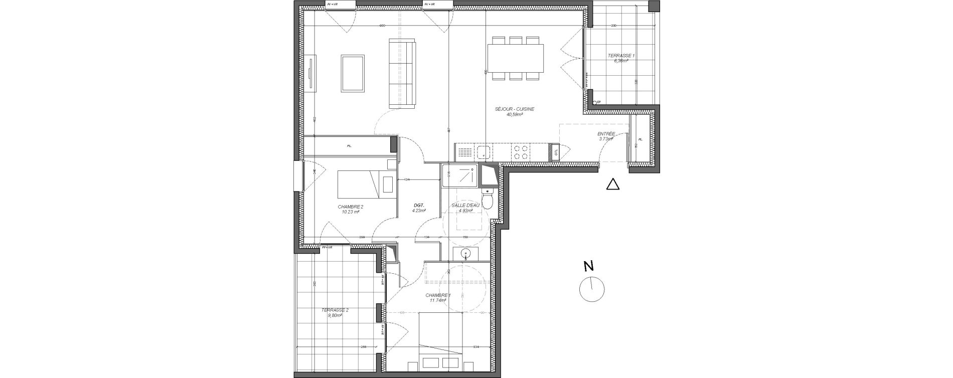 Appartement T3 de 75,45 m2 &agrave; Rillieux-La-Pape Centre
