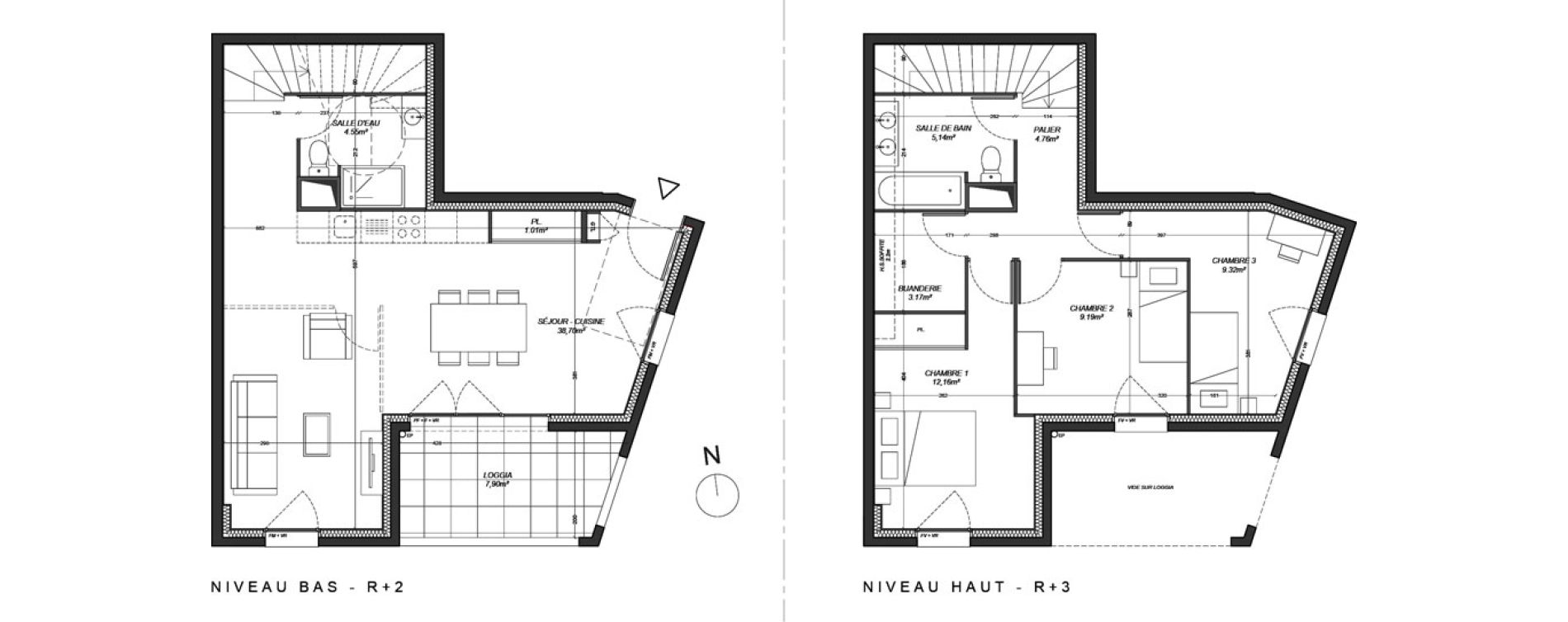 Duplex T4 de 88,00 m2 &agrave; Rillieux-La-Pape Centre