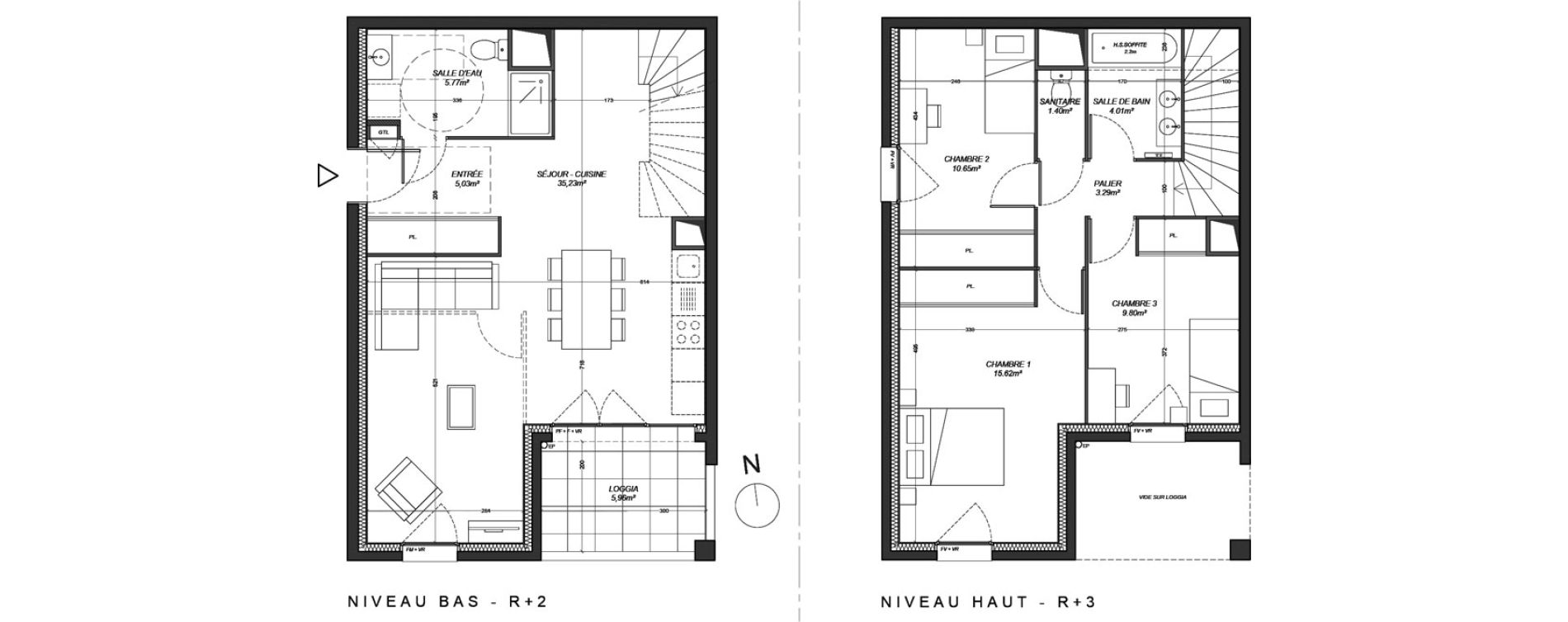 Duplex T4 de 90,80 m2 &agrave; Rillieux-La-Pape Centre