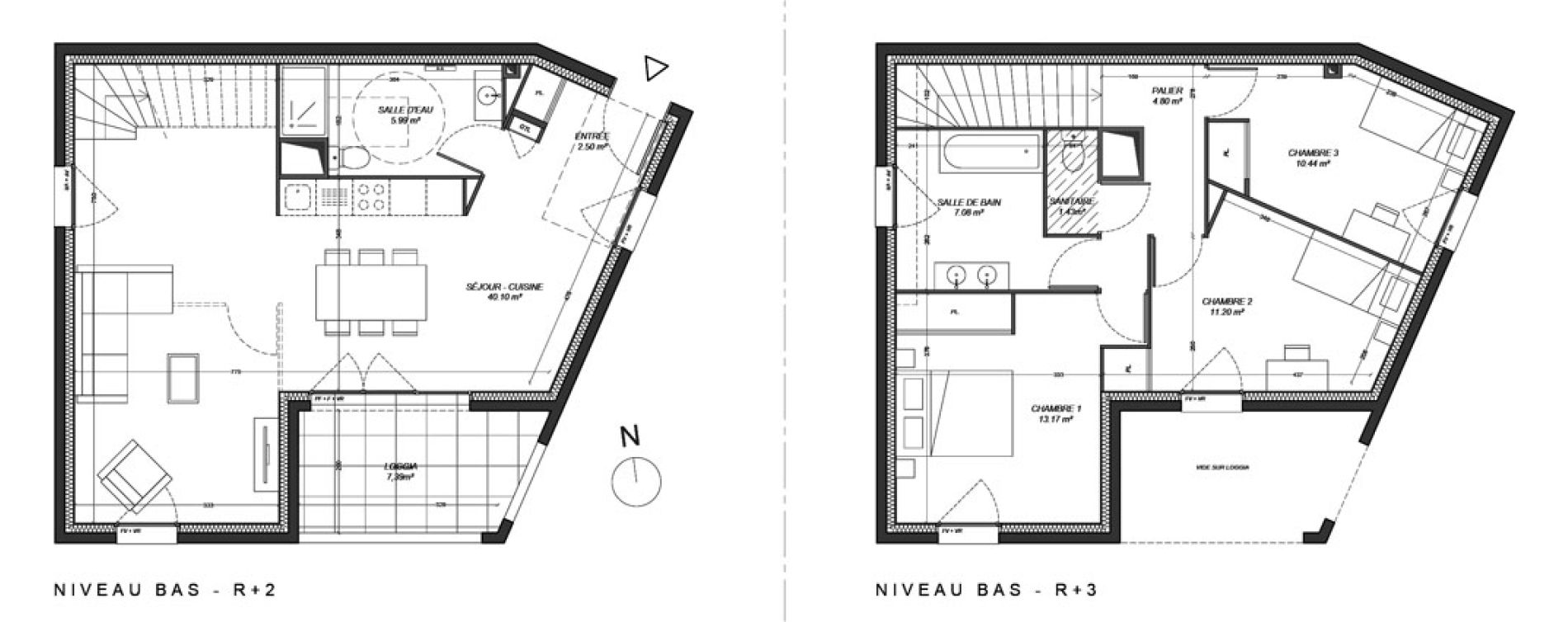 Duplex T4 de 96,71 m2 &agrave; Rillieux-La-Pape Centre