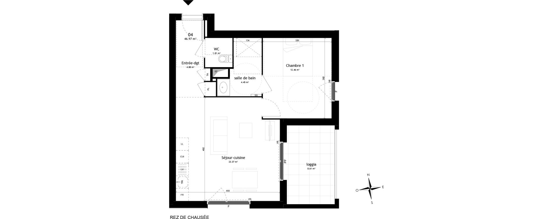 Appartement T2 de 46,97 m2 &agrave; Rillieux-La-Pape Centre
