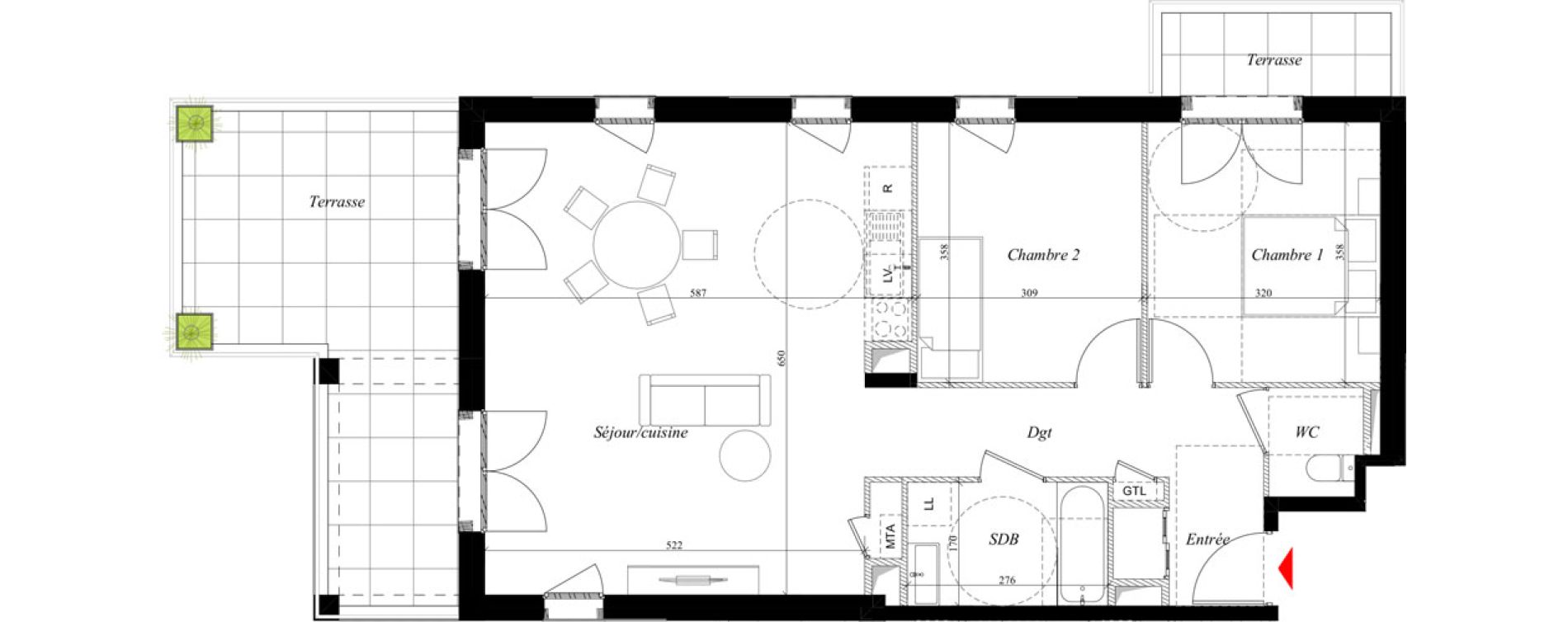 Appartement T3 de 75,57 m2 &agrave; Rillieux-La-Pape Semailles
