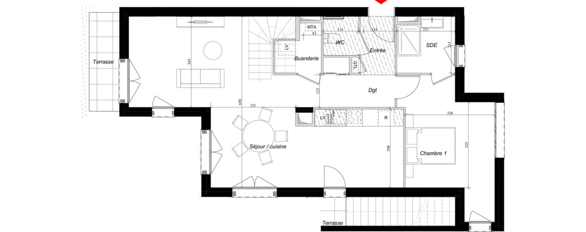 Duplex T5 de 115,46 m2 &agrave; Rillieux-La-Pape Semailles