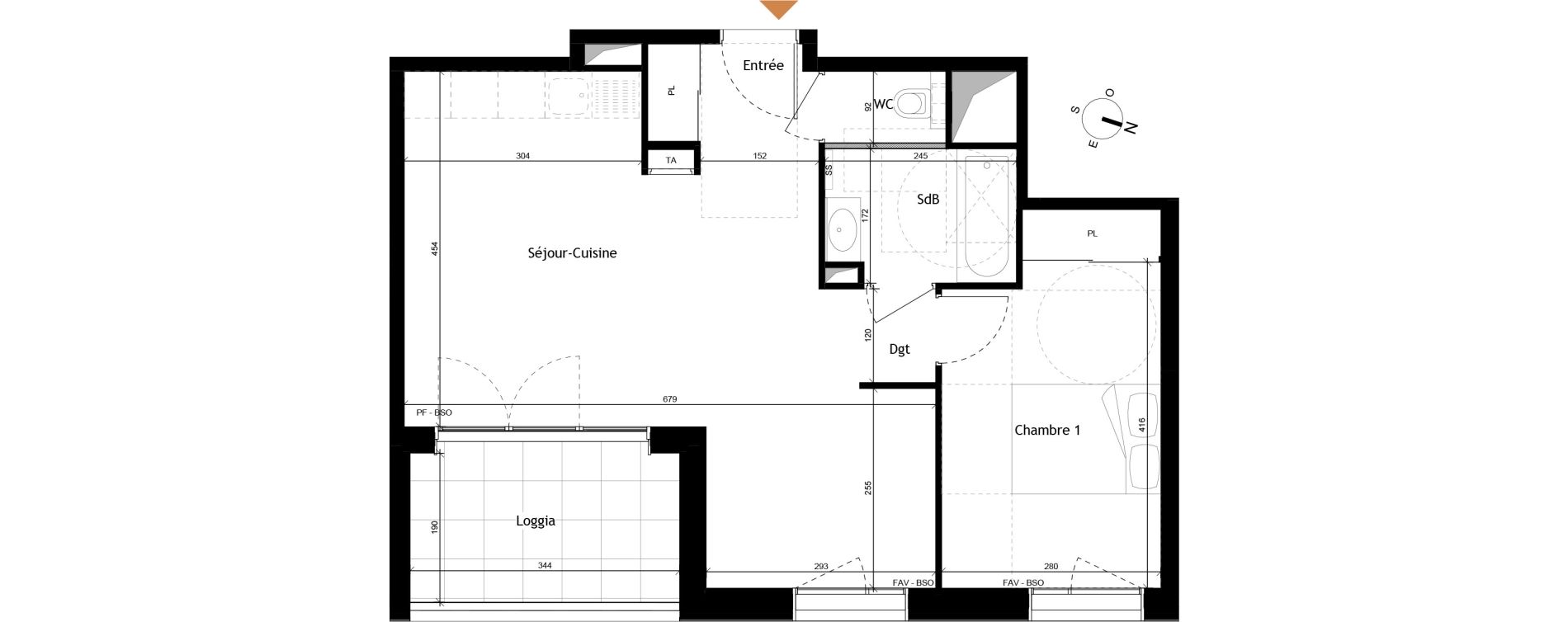Appartement T2 de 50,97 m2 &agrave; Rochetaill&eacute;e-Sur-Sa&ocirc;ne Centre