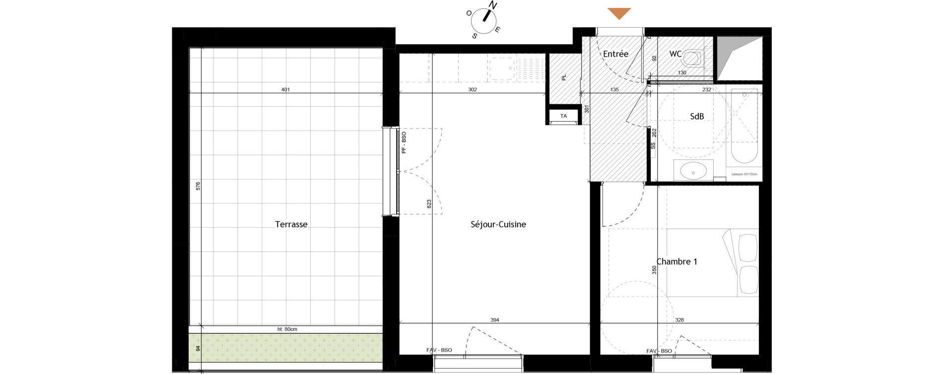 Appartement T2 de 45,11 m2 &agrave; Rochetaill&eacute;e-Sur-Sa&ocirc;ne Centre