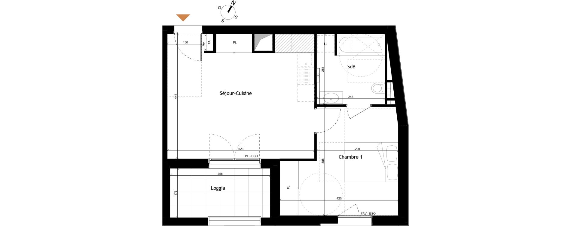 Appartement T2 de 42,52 m2 &agrave; Rochetaill&eacute;e-Sur-Sa&ocirc;ne Centre