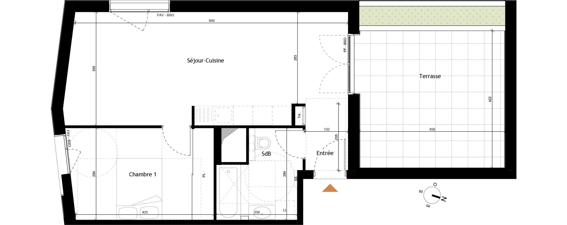 Appartement T2 de 50,40 m2 &agrave; Rochetaill&eacute;e-Sur-Sa&ocirc;ne Centre